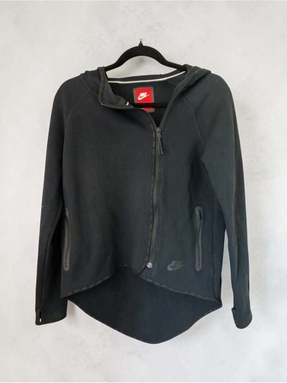 Nike Tech Fleece Butterfly Hoodie Black Asymmetrical Zip High Low XS